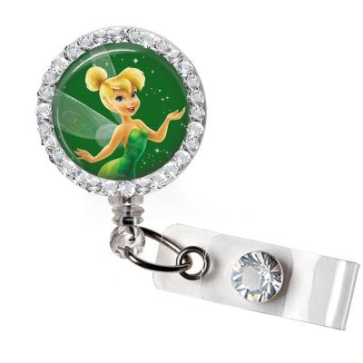 China Retractable Nurse Badge Reel G0538 Rhinestone Fairy Tinkerbell Capsule ID Badge Reel for sale