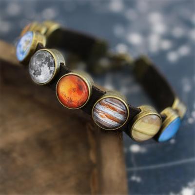 China ALLOY Planet Bracelet Leather Planet Solar System Bracelet Space Jewelry Bracelet for sale