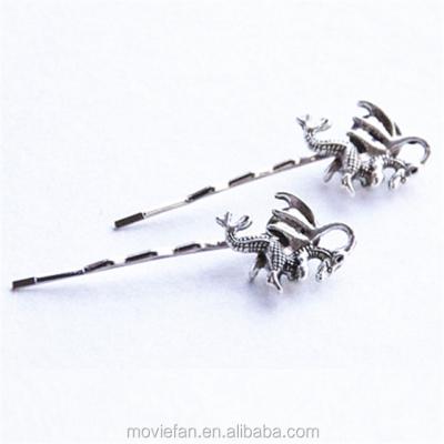 China Dragon Hair Clips Fantasy Hair Clips Silver Fantasy Dragon Hair Accessories Bobby Dragon Pins 20mm for sale