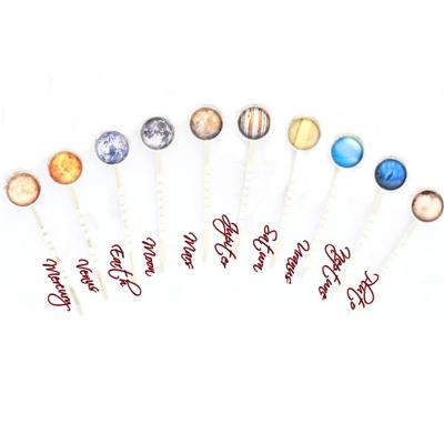 China Bobby Pin Moon Jupiter Earth Galaxy Space Hair Pins Solar System Planet Hair Pins 12mm for sale