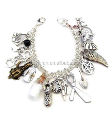 China Luxury Charm Bracelet ALLOY Bangle Fandom Inspired Silver Tone Charms Bracelet for sale