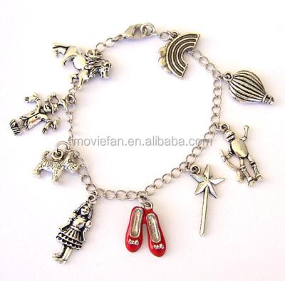 China ALLOY Wizard of Oz inspired loose bracelet Dorothy Toto lion charm bracelet silver tone charm bracelet for sale