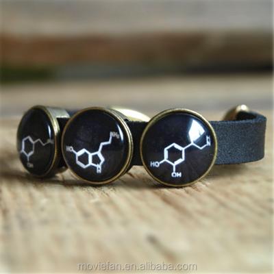 China ALLOY Dopamine Serotonin Adrenaline Leather Bracelet Molecule Bracelet Biochemistry Jewelry Geeky Bracelet for sale