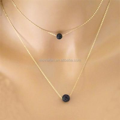 China ALLOY Lava Stone Diffuser Necklace Lava Jewelry Essential Oil Aromatherapy Bridesmaid Necklace for sale