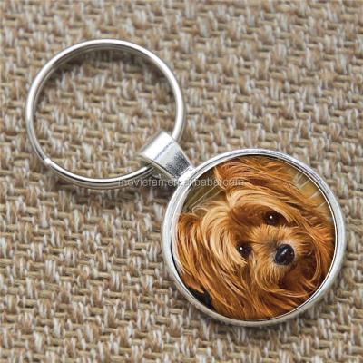 China Metal Yorkie Keychain, Yorkshire Terrier Puppy Gift for Yorkie Lover Key Ring Print Photo Dog Glass Keyring for sale