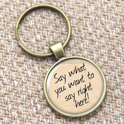 China Metal Wedding Poetry Keychain, Say What YOU Want To Say Key Ring Print Photo Bible Verse Keyring for sale