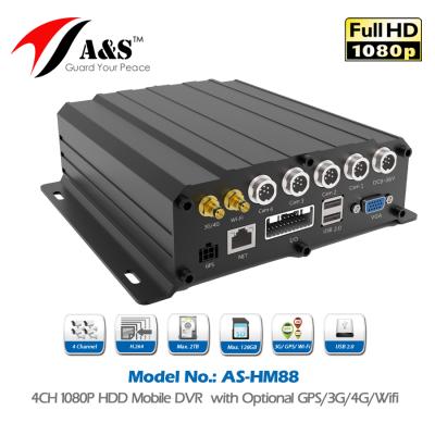 China Mobile H.264 4CH DVR 3G/4G CMSV6 MDVR Camera CCTV System For Fleet Management AS-HM88 for sale