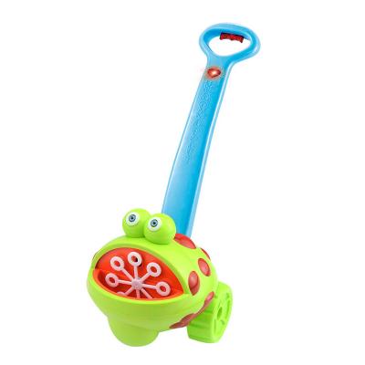 China Children Plastic Happy Toys Trolley Bubble Car Hand Push Electric Frog Bubble Machine for sale