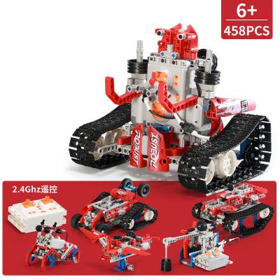 China Fancy Educational Toys 2.4G 2 Channel Staff RC Model 6-in-1 DIY Intelligence Block Remote Control Toy With 458pcs Building Blocks for sale