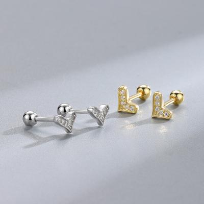 China 925 Sterling Silver Jewelry TRENDY Hot Sale 18k Gold Plated Earring Studs Bling Zircon Stud Earrings Screw Back Wholesale for sale