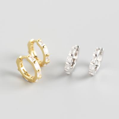 China YHE0170 CLASSIC Yiwu Busheng 925 Sterling Silver Earrings Wholesale Gold Plated Circle Earrings Stats Rectangle Zircon Jewelry 2020 for sale