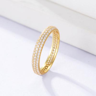 China KR1269 TRENDY Hip Hop Trendy 925 Sterling Silver Rings Luxury Bling Ring Gold Plated Jewelry Iced Out Bling Rings for Women for sale