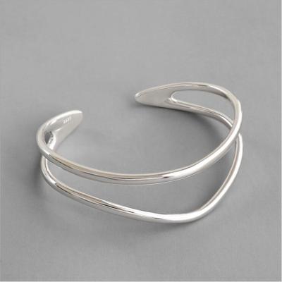 China CLASSIC CS004 Yiwu Busheng 925 Sterling Silver Bracelet 18K Gold Plated Double Layer Cuff Bangle Fine Jewelry For Women 2020 for sale