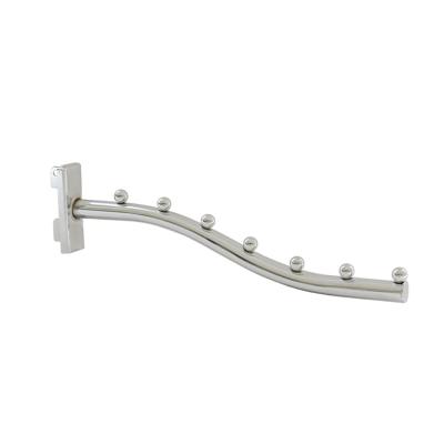 China Retail Industry Men's Clothing Store Metal Chrome Metal Clothes Wall Bracket Bending Display Hook In Different Sizes for sale