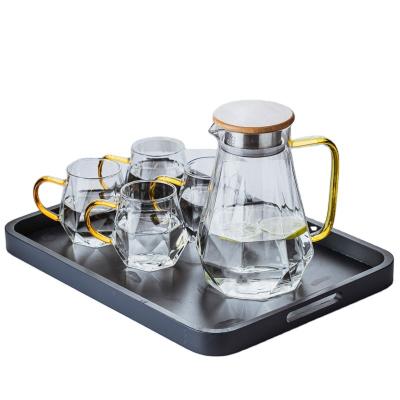 China Desktop Viable Large Capacity Teapot Jug Lemon Juice Jug Borosilicate Glass Diamond Lemon Cold Beverage Jug OEM /ODM for sale