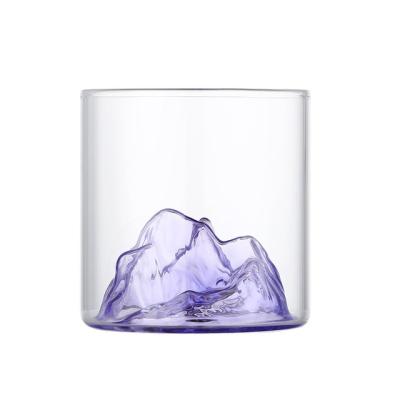 China Factory Sales Double Tea Cup Mountain Cups Borosilicate Glass Minimalist Japanese Clear Glass Hidden Mug for sale