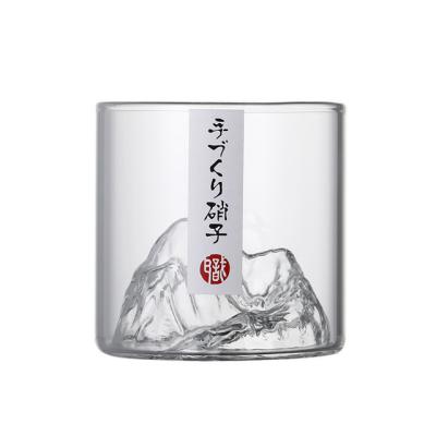 China Factory Sales Double Tea Cup Mountain Cups Borosilicate Glass Minimalist Japanese Clear Glass Hidden Mug for sale