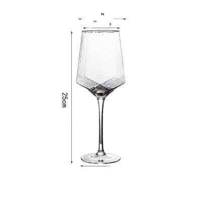 China Minimalist high-end diamonds style stria wine Champagne Phnom Penh crystal glass lead-free malleolar glass drinking vessel for sale