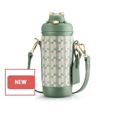 China OEM PORTABLE Stainless Steel Vacuum Insulated Messenger Cup Fashion Lady&'S Straw Cup Portable Bouncing Cup Mug for sale