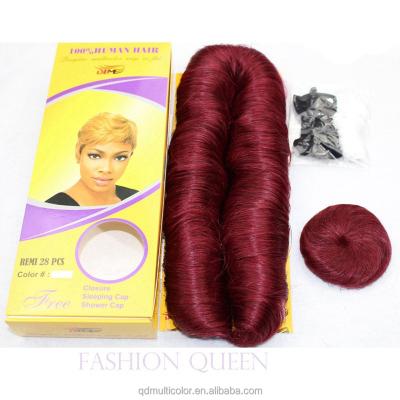 China Straight Free Top Closure Running Shower 28 Pieces Hair Weaves Cute Short Fine Pixie Cut Hair Extension Malaysian Virgin Red Color for sale