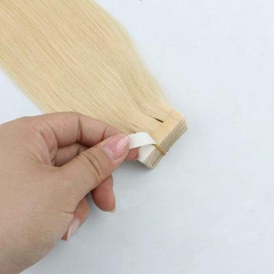 China Reusable Blonde 613 Bleach Glue Straight Skin Weft Double Side Tape In Hair Extensions Natural Look for sale