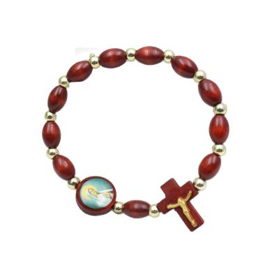 China A&J Religious Wholesale Wooden Rosary Christian Women Men's Bracelets for sale