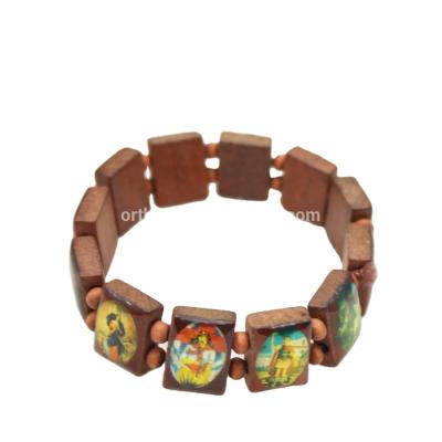 China Religious Catholic Wooden Beads Wrist Rosary Bracelet for sale