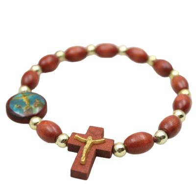 China Religious catholic wooden rosary bracelet for sale