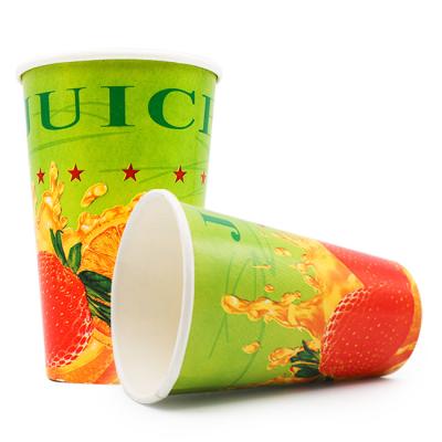 China Custom Logo Soda Cola Juice Cups Double Disposable Cold Drinks 400ml PE Coated Single Wall Paper Cup for sale