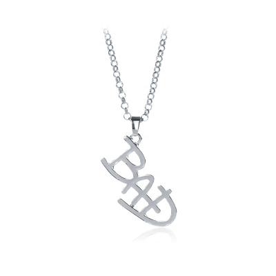 China BAD LOGO Pendant Necklace Men Women fashion CLASSIC Michael Jackson Necklace Memorable Dress MJ for sale