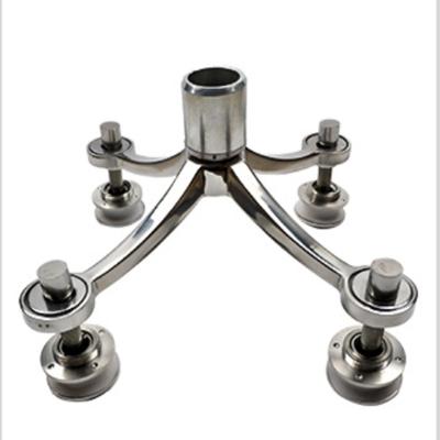 China Stainless Steel Spider Fittings Modern Glass Four Way Post Mounted Wall Spider Rack for sale