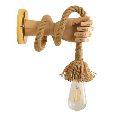 China Wall Bracket Light Vintage Industrial Hemp Rope Wall Light Fixtures Modern Industrial Adjustable Length Wall Lamp For Living Room for sale