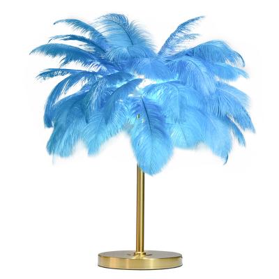 China Pretty New Modern Creative Wedding Girl's Bedside Lamp Desk LED Feather Table Lamp Decorative Romantic Night Light For Home for sale