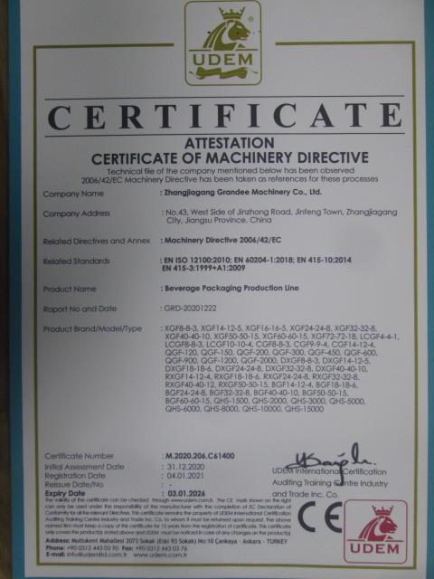 CE - Zhangjiagang Grandee Machinery Co., Ltd.