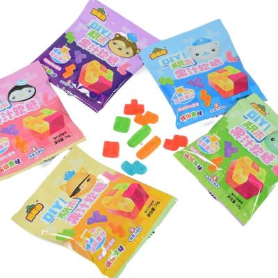 China OEM ODM Normal Private Label Individually Wrapped 10% Fruit Juice Gummy Kids Snacks Fruit Candies Customized Bulk Cubes Shape Gummies for sale