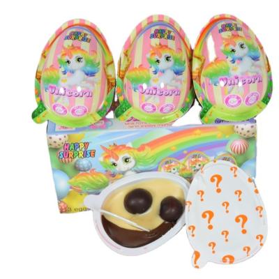 China Factory Cheap Price Cartoon Toys Daily Food Mini Chocolate Cup Sweet Chocolate Taste Cookie Toy Kids Snack High Quality 3 Pieces Surprise Eggs for sale