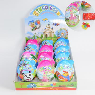 China New Design Normal Factory Fruit Jelly Beans Kids Egg Snacks Form Jelly Candy Printing Surprise Eggs with Toy Inside for sale