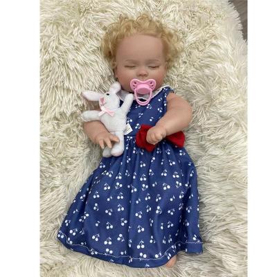 China High Quality Realistic Cartoon Toy Hot Selling Drink Milk Blond Hair Reborn Silicon Toy Full Body Doll With Beautiful Fabric for sale