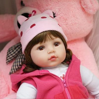 China Cartoon Toy Kit Reborn Baby Dolls Big Silicone Newborn Toy Vinyl Head Cloth Body Toddler 18 Inch Look Real for sale