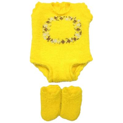 China Cartoon Toy Reborn Dolls Baby Clothes Yellow Sweater Overalls For 18