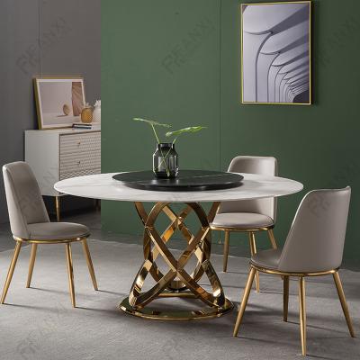 China Gold Dining Tables Gold Dining Table Furniture Stainless Steel Living Room Metal Legs Wedding Marble Luxury Dining Table for sale