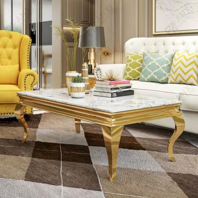 China Fanxi modern factory wholesale central luxury modern marble coffee table coffee table living room furniture gold metal tea table for cheap for sale