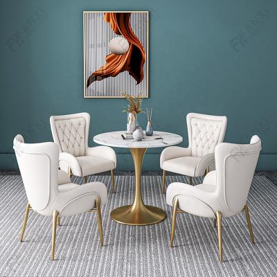 China Modern round smart living room stainless steel coffee table furniture small gold luxury white marble stainless steel coffee table for sale