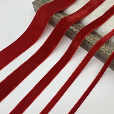 China Wholesale Good Quality Recyled 3mm 6mm 10mm 12mm 15mm 20mm 25mm 38mm 50mm Solid Color Nylon Single Face Velvet Ribbon for sale