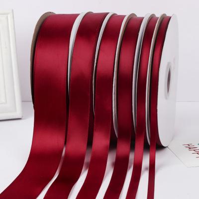 China Recyled Face Polyester Wine Red Grosgrain Satin Single 4cm Ribbon Ribbon 6mm 1cm 1.2cm 1.5cm 2cm 2.5cm for sale