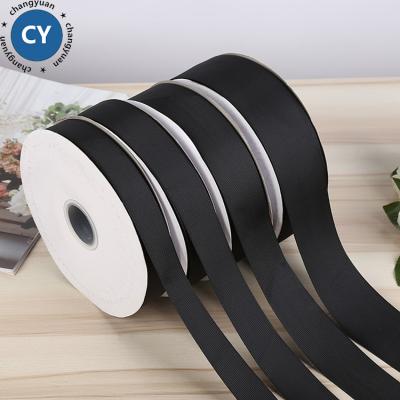 China Wholesale 100% Recyled 16mm Polyester Custom Logo Gift Wrapping Ribbon 5/8 Inch Black Grosgrain Ribbon for sale