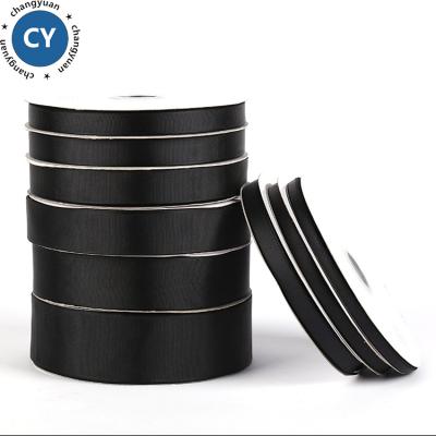 China Wholesale Recyled French-Italian Ribbon, 1inch 25mm Double Stripe 100% Silk Grosgrain Black Ribbon for sale