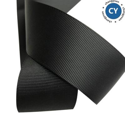 China Wholesale Recyled Solid Color 1 Inch 2.5 Cm Black Polyester Grosgrain Ribbon Double Sides for sale