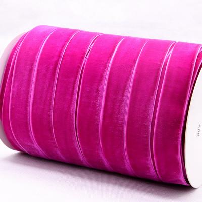 China Stock Wholesale Single Face 2cm Solid Color Velvet Ribbon 42 Recyled Colors for sale