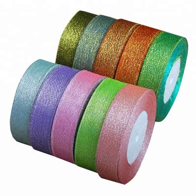 China Wholesale Recyled Colorful Glitter Sparkle Metallic Ribbon 3mm 6mm 10mm 12mm 15mm 20mm 25mm 38mm 50mm for Gift Decoration for sale